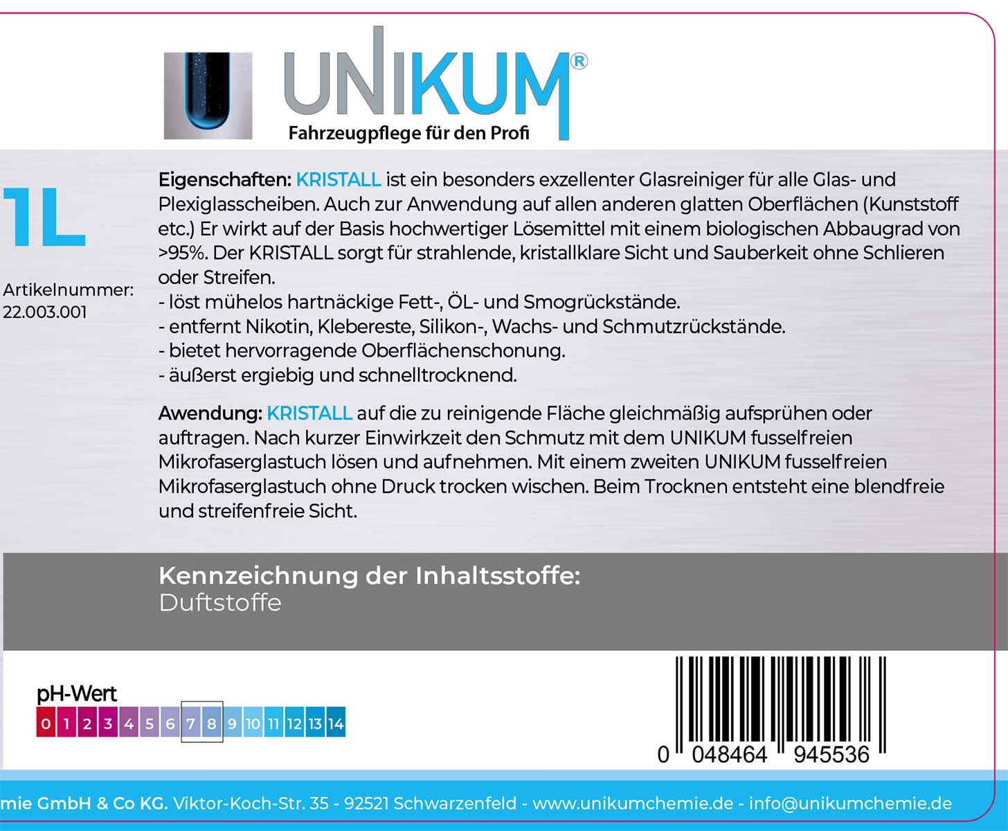 Unikum Glasreiniger Kristall 1L Unikum Glasreiniger Kristall 1L