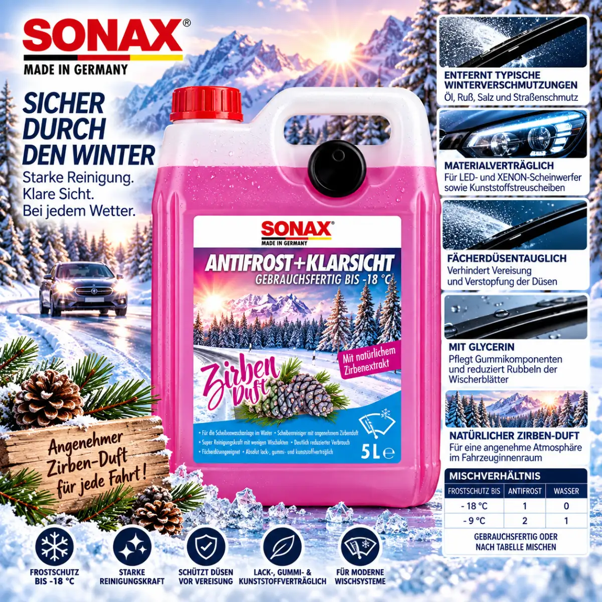 Sonax AntiFrost+KlarSicht bis -20 °C Zirbe 5L
