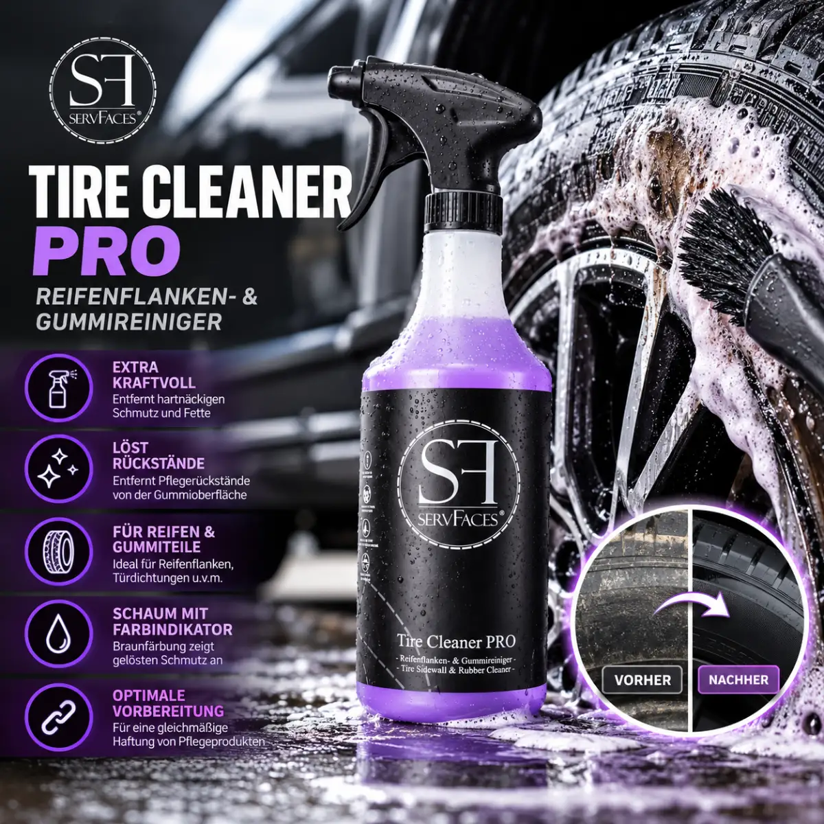 servFaces Tire Cleaner PRO Reifenreiniger 750ml