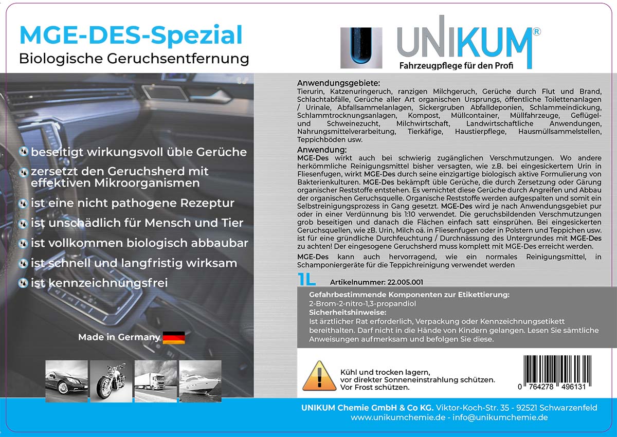 Unikum MGE-DES-Spezial Biologische Geruchsentfernung 1L Unikum MGE-DES-Spezial Biologische Geruchsentfernung 1L