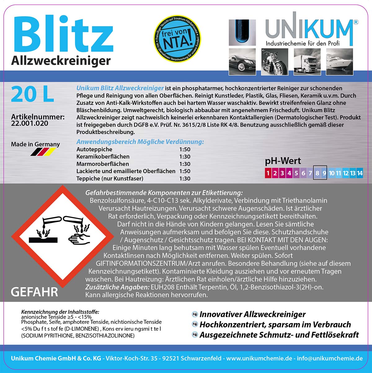 Unikum Blitz Allzweckreiniger 20L Unikum Blitz Allzweckreiniger 20L