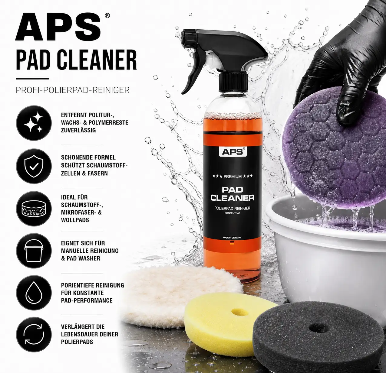 APS Pad Cleaner Profi-Polierpad-Reiniger 750ml