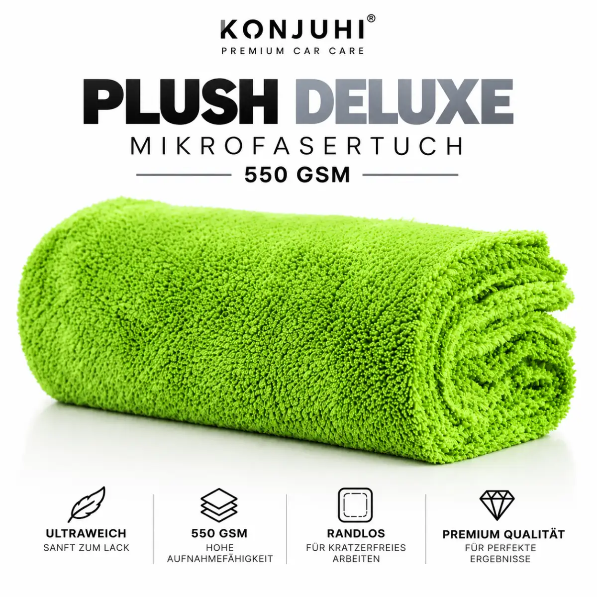 KONJUHI Plush Deluxe Mikrofasertuch 550GSM grün