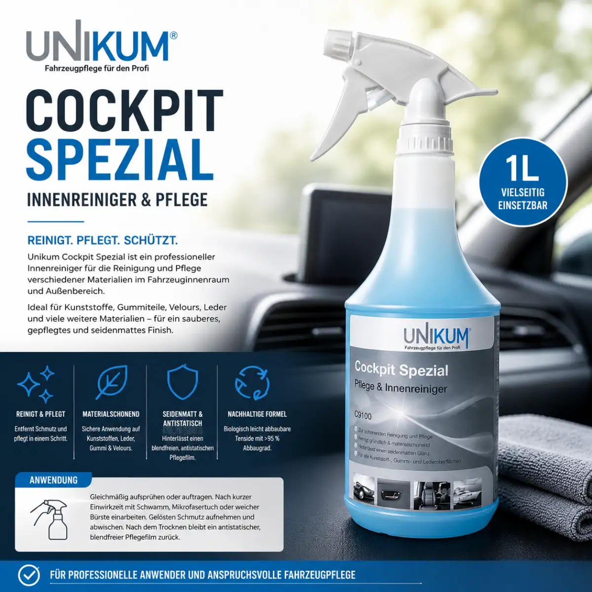 Unikum Cockpit Spezial Innenreiniger & Pflege 1L