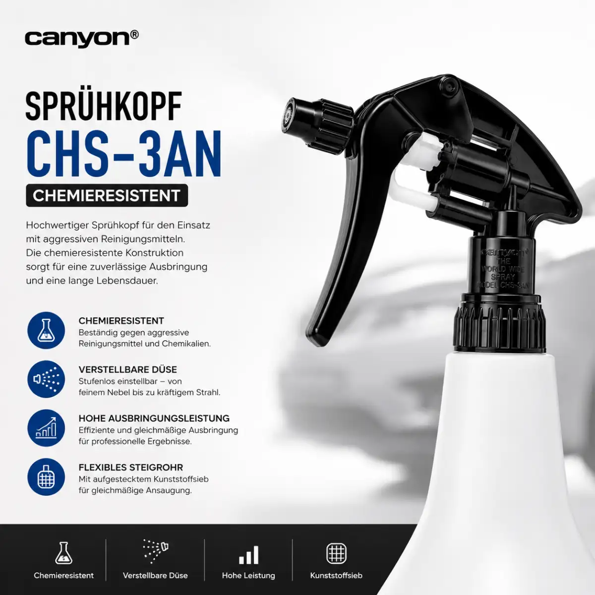 Canyon Sprühkopf CHS-3AN schwarz Chemieresistent