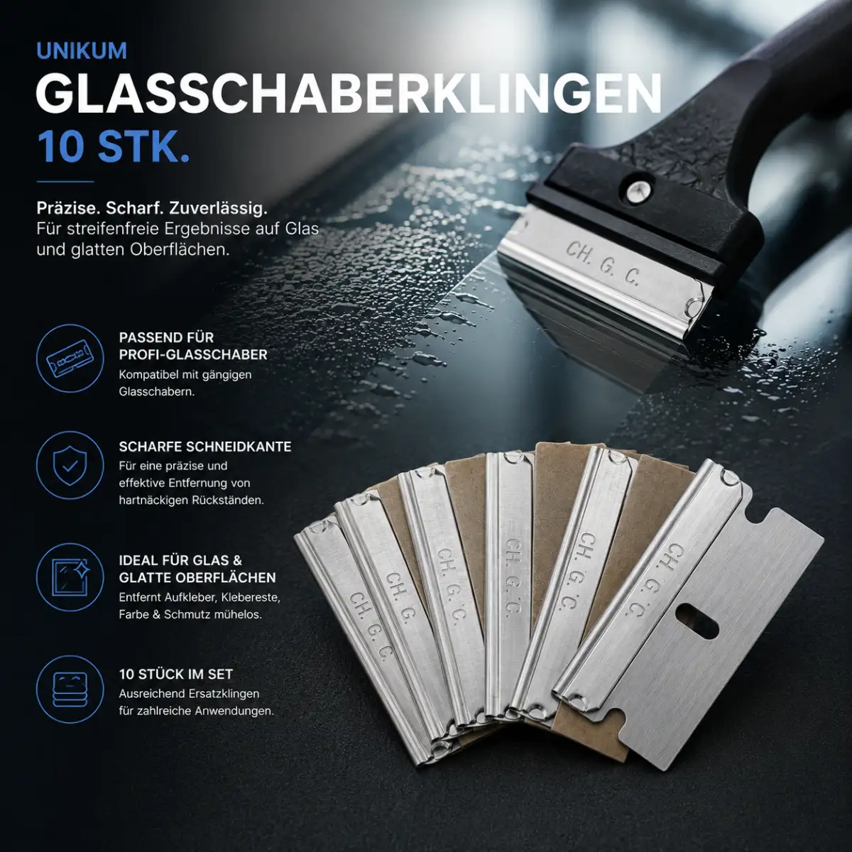 Unikum Glasschaberklingen 10 Stk.