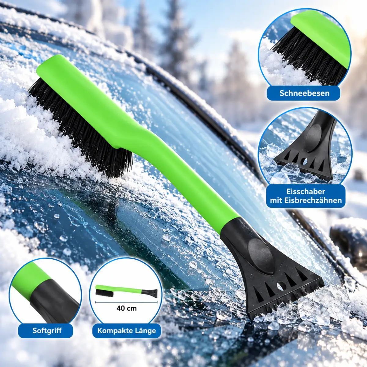 max4car Schneebesen mit Eisschaber grün
