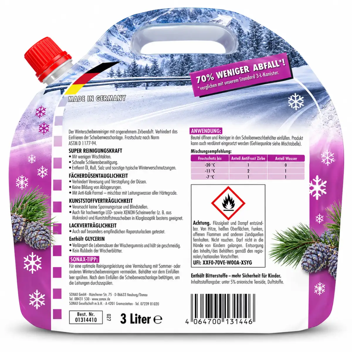 Sonax AntiFrost+KlarSicht bis -20 °C Zirbe 3L