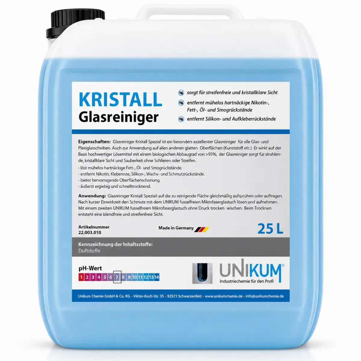 Unikum Glasreiniger Kristall 25L