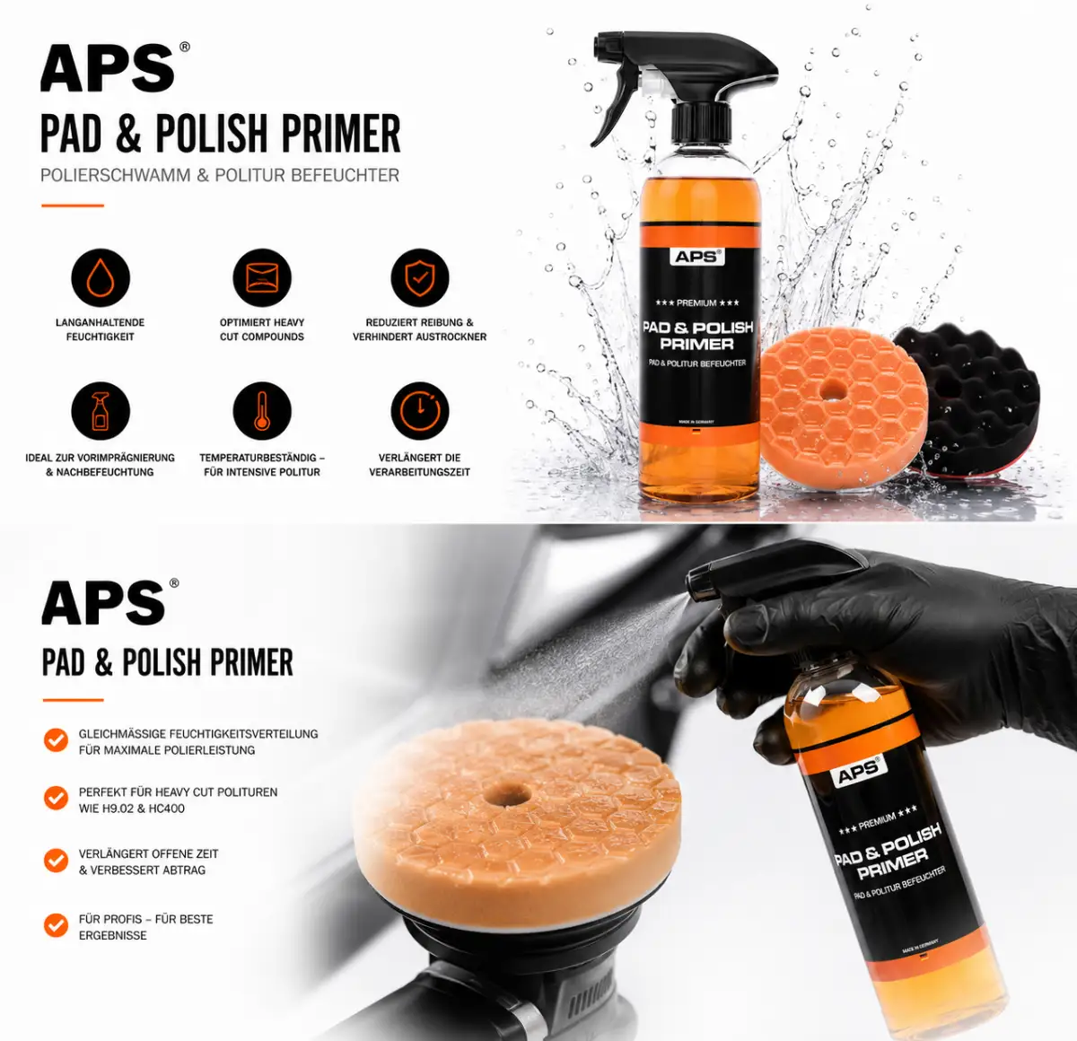 APS Pad & Polish Primer - Polierschwamm & Politur Befeuchter 750ml