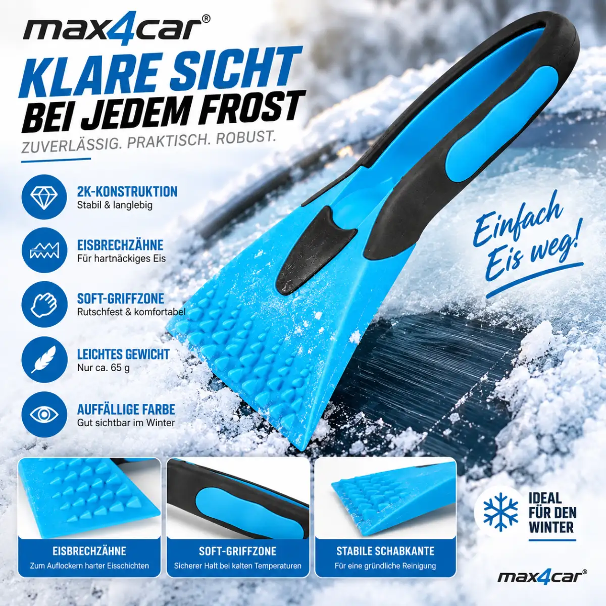 max4car Eisschaber 2K blau