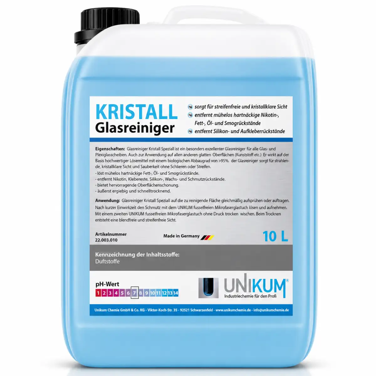 Unikum Glasreiniger Kristall 10L