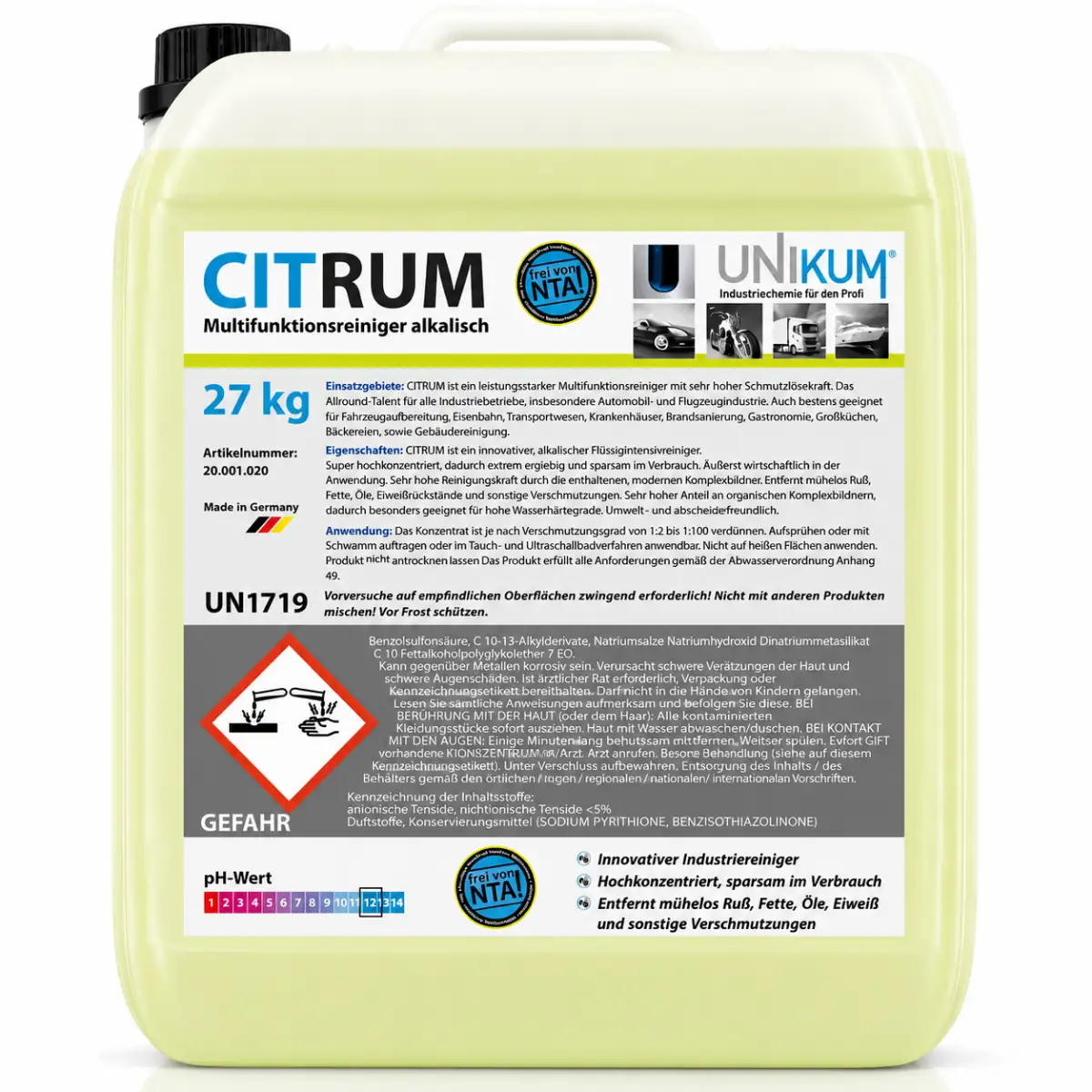 Unikum Citrum Multifunktionsreiniger alkalisch 27kg