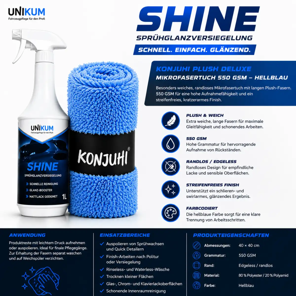 Unikum Optimus Shine Sprühglanzversiegelung 1L inkl. Mikrofasertuch 550GSM
