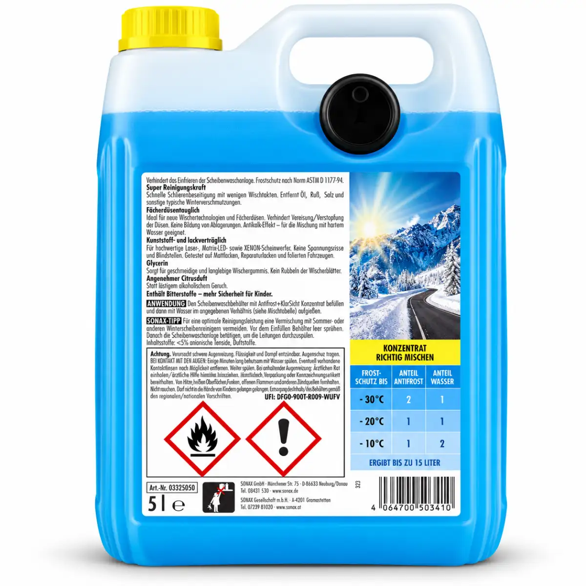 Sonax Antifrost + Klarsicht Konzentrat bis -30 °C Citrus 5L