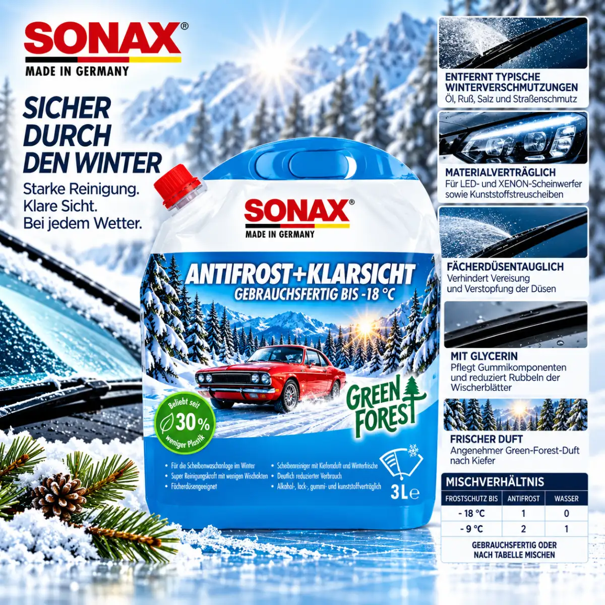 Sonax AntiFrost+KlarSicht bis -18 °C Green Forest 3L