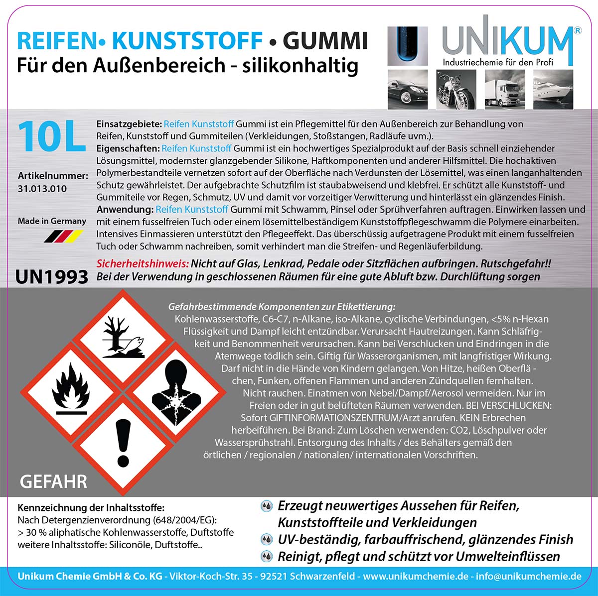 Unikum-Reifen-Kunststoff-Gummipfleger-10L