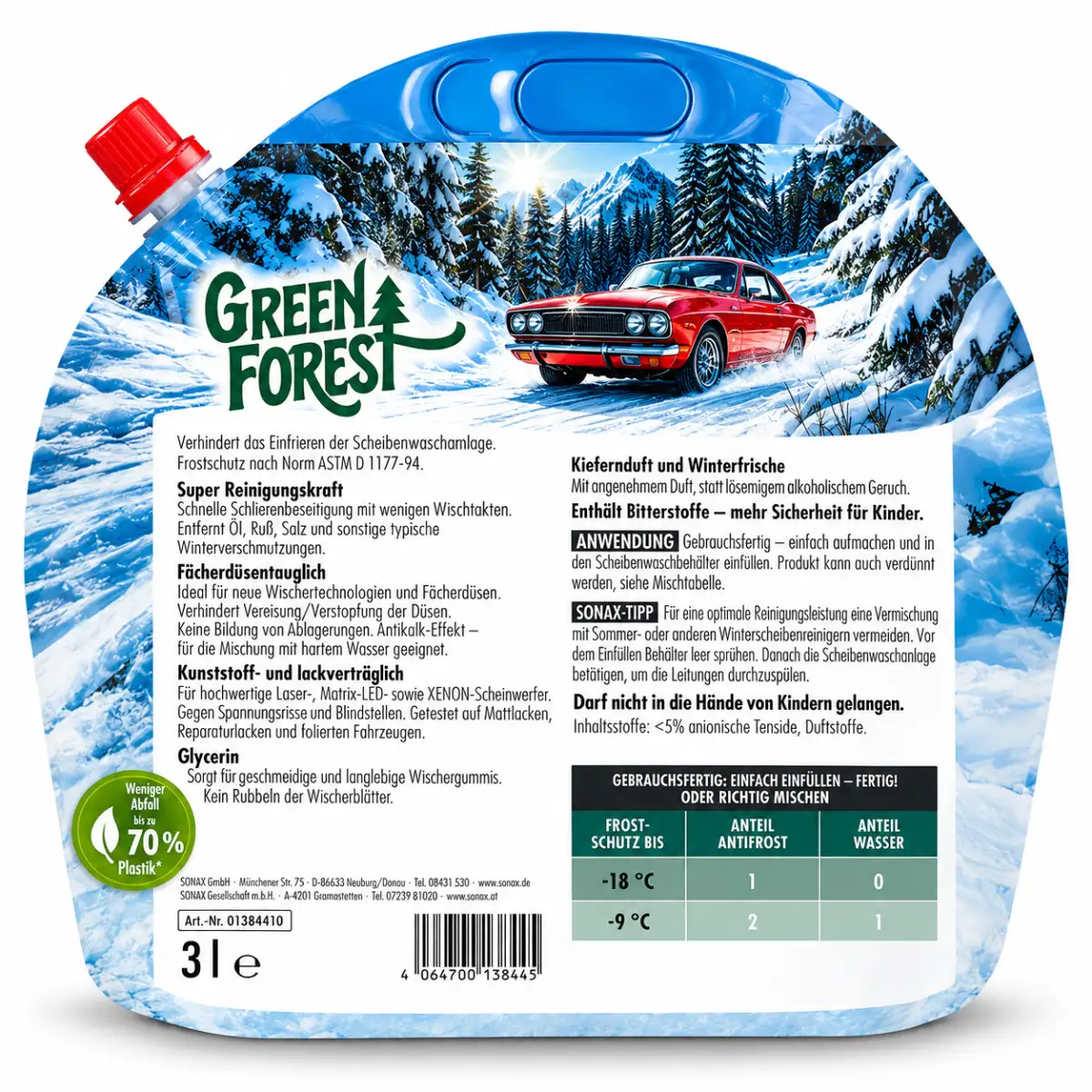 Sonax AntiFrost+KlarSicht bis -18 °C Green Forest 3L