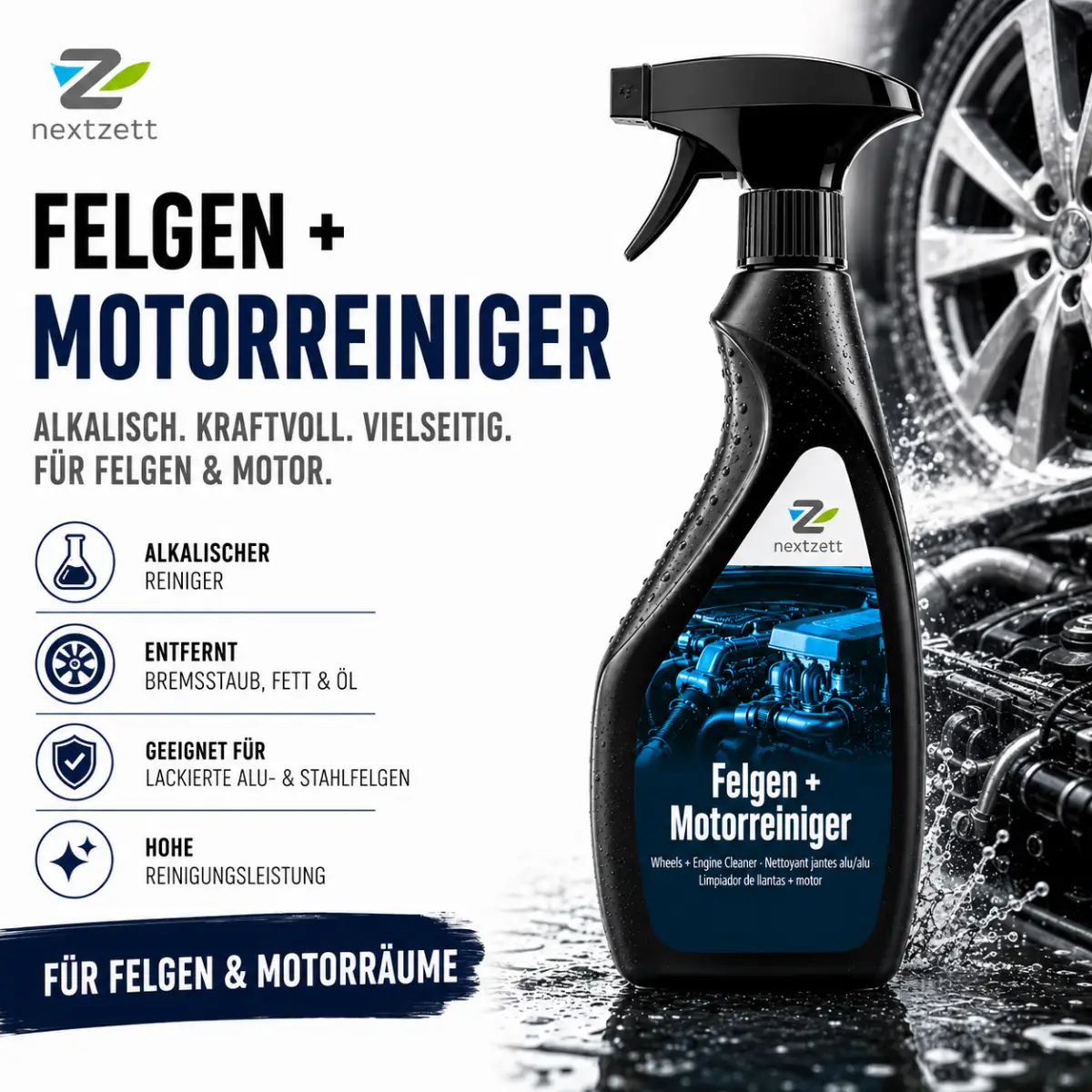 Nextzett Felgen + Motorreiniger alkalisch 500ml